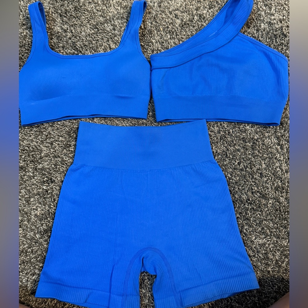 Blue Ribbed Activewear Set from Amazon